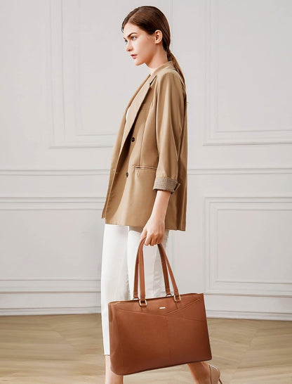 Laptop Tote Bag for Women 15.6 Inch Waterproof Leather Computer Bags