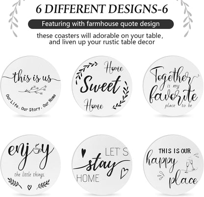 Housewarming Gifts for Home Decoration Wooden Heart Coasters for Drinks 6 Set