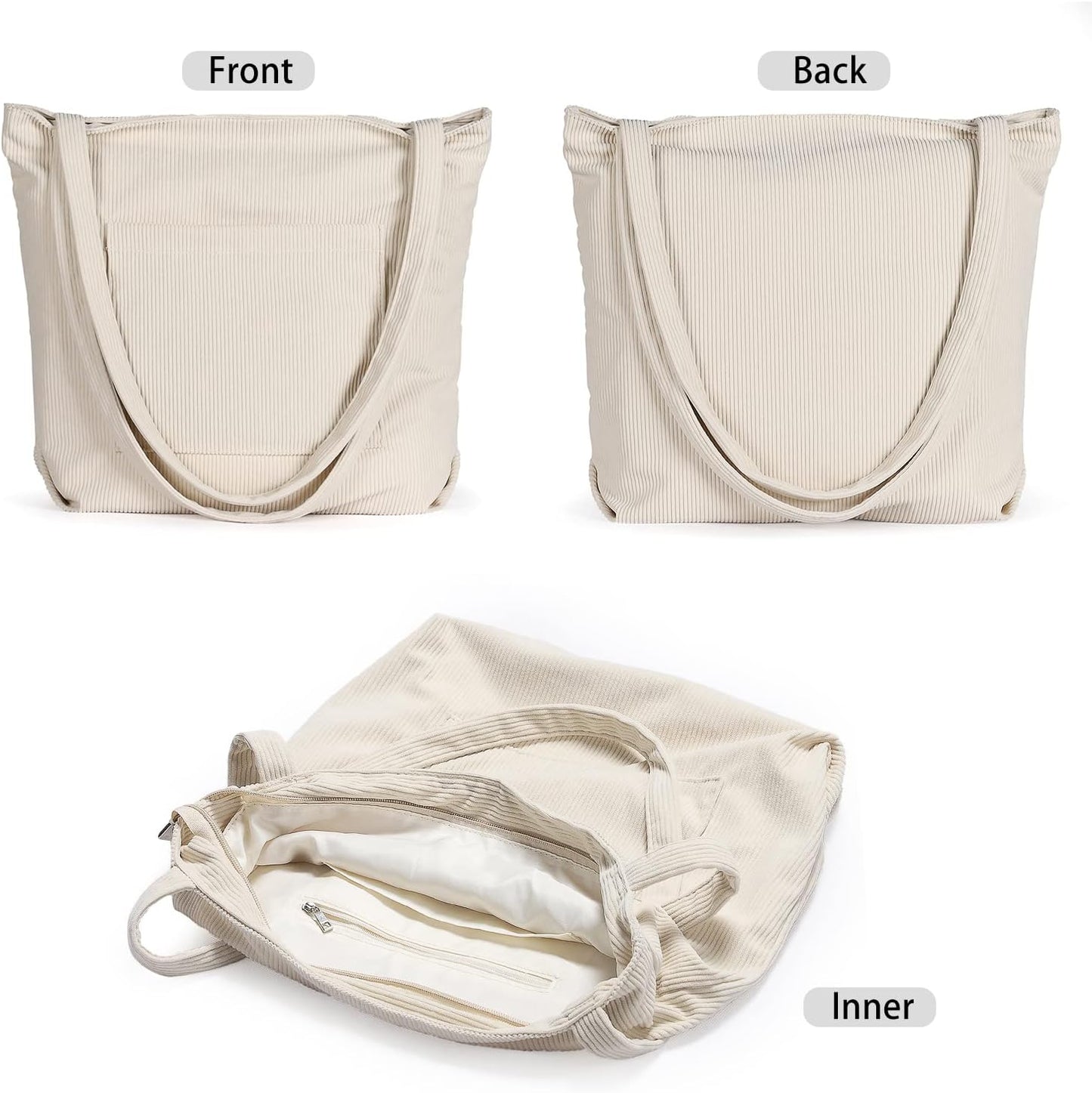 Corduroy Tote Bag, Large Shoulder Hobo Bags Casual Handbags Big Capacity