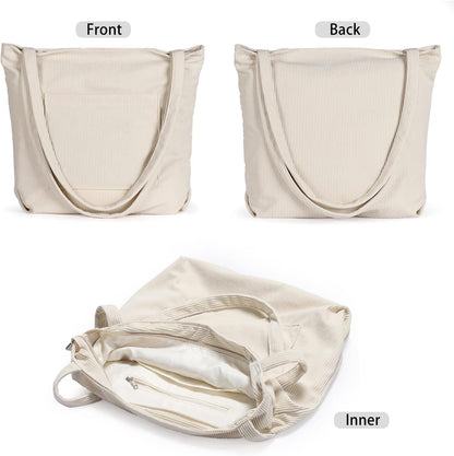 Corduroy Tote Bag, Large Shoulder Hobo Bags Casual Handbags Big Capacity