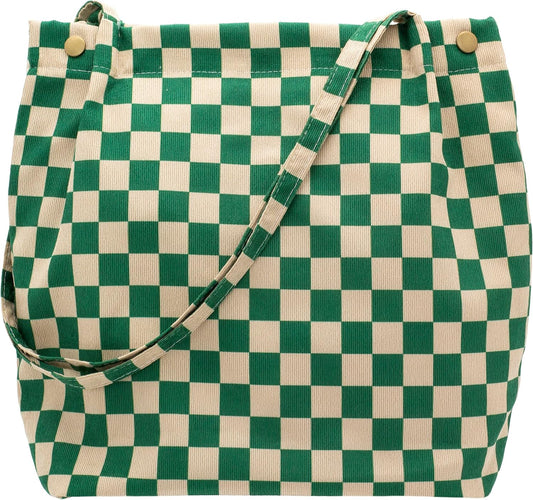 Corduroy Tote Bags for Women Travel Reusable Grocery Shopping Shoulder Go-to Everyday Bag