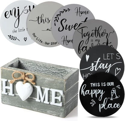 Housewarming Gifts for Home Decoration Wooden Heart Coasters 6 Set