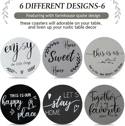 Housewarming Gifts for Home Decoration Wooden Heart Coasters 6 Set