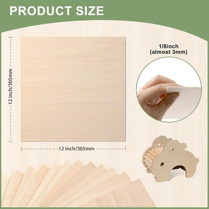 24 Pack Basswood Sheets 1/8 x 12 x 12 Inch for Crafts