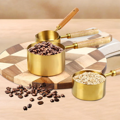 Gold Measuring Cups and Spoons Set,8 Piece Premium Stainless Steel Kitchen Tools