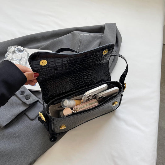 Shoulder Bag for women Clutch Purse Handbag PU Leather Tote Bag (Black)