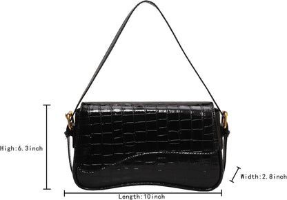 Shoulder Bag for women Clutch Purse Handbag PU Leather Tote Bag (Black)