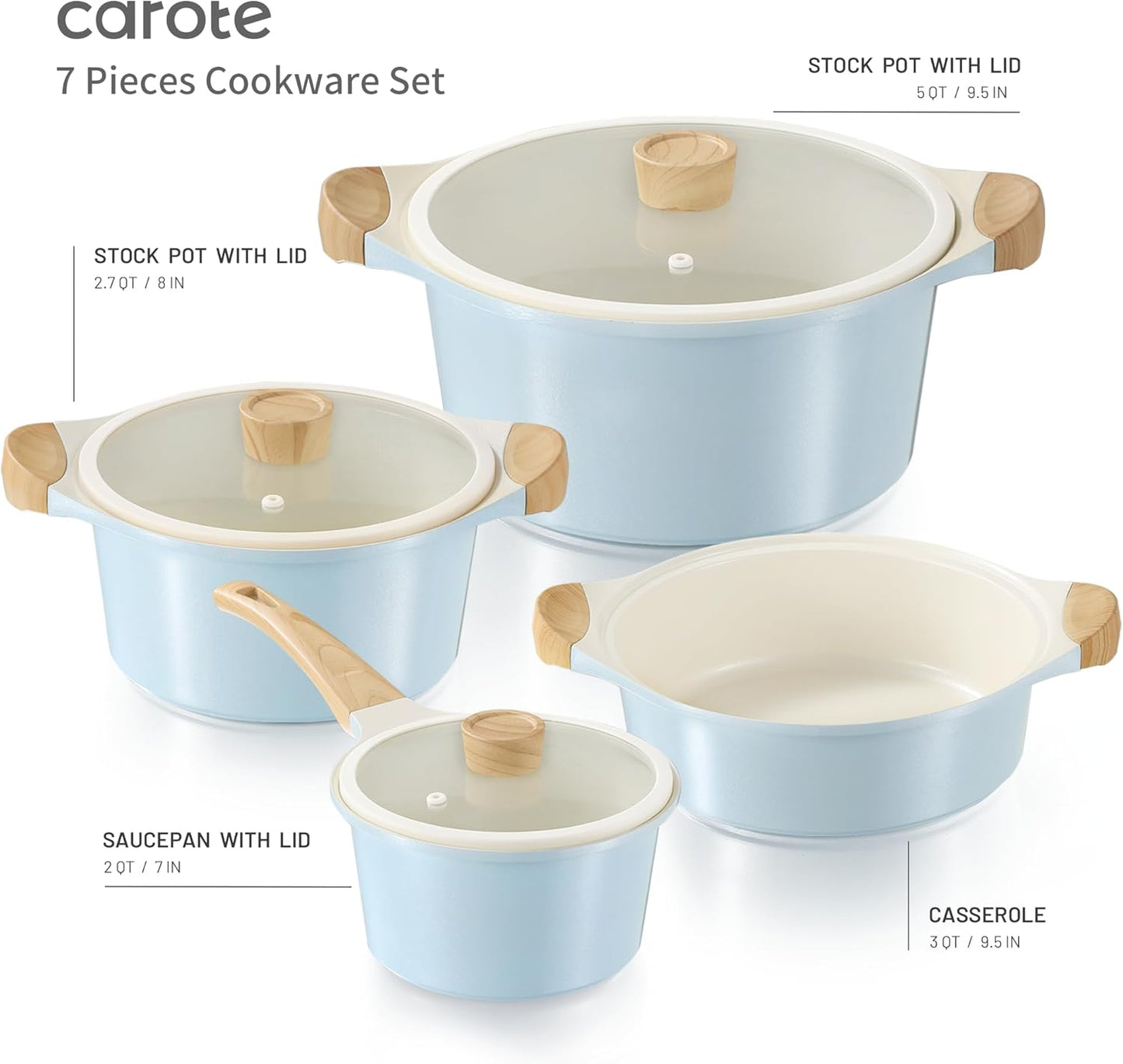Ceramic Pots and Pans Set, Cookware Set 7 Piece ,Induction Cookware, Dishwasher safe