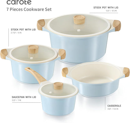 Ceramic Pots and Pans Set, Cookware Set 7 Piece ,Induction Cookware, Dishwasher safe