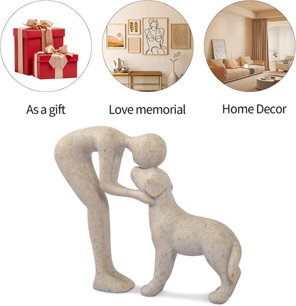 Dog Sculpture Home Decor Cute Man and Dog Statue Decoration