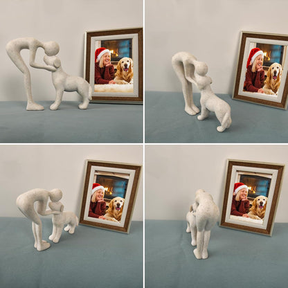 Dog Sculpture Home Decor Cute Man and Dog Statue Decoration