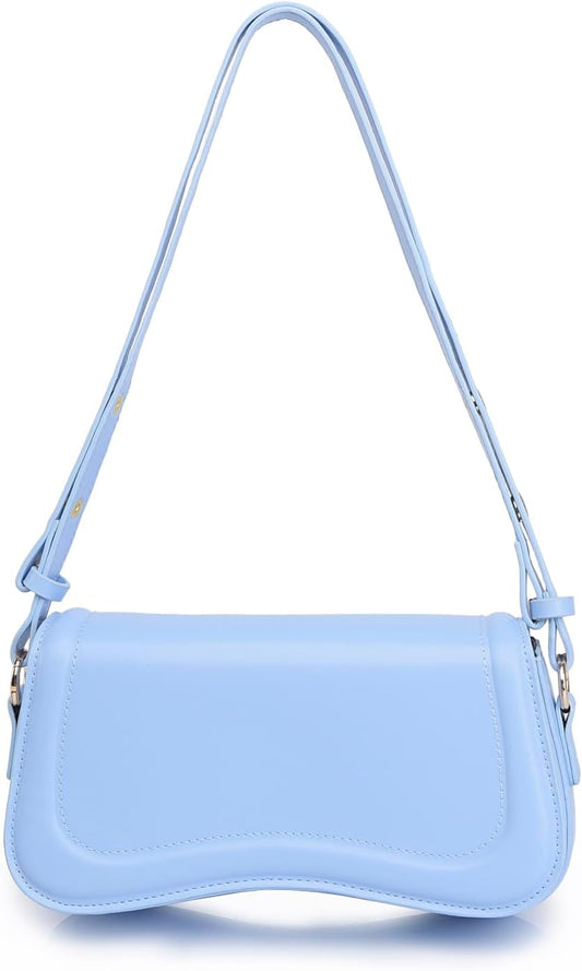 Shoulder Bag for women Clutch Purse Handbag PU Leather Tote Bag (Light Blue)