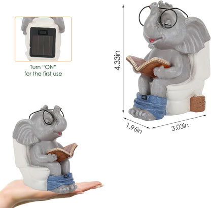 Funny White Elephant Elephant Statue Solar Outdoor Garden Decoration