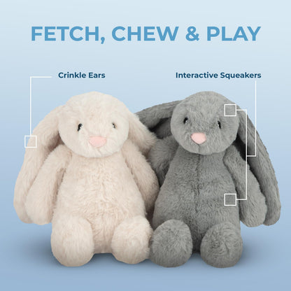 Interactive Bunny Buddy Dog Toy with Crinkle and Squeaky