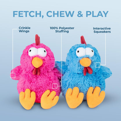 Mrs. Cluck Interactive Squeaky Plush Toy for Small and Medium Breed Puppies