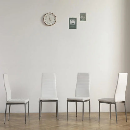 Set of 4 Dining Chairs Kitchen Restaurant with Cushion and High Back Metal Leg
