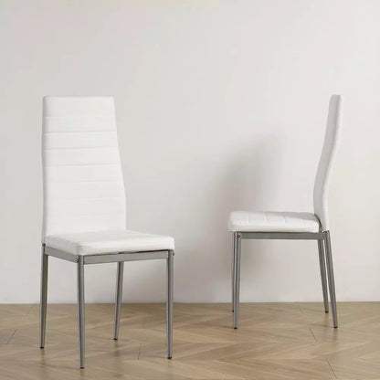 Set of 4 Dining Chairs Kitchen Restaurant with Cushion and High Back Metal Leg