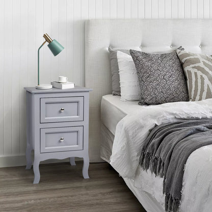 Set of 2 Bedroom Nightstand Modern Bedside Table End Table with 2 Drawers Furniture