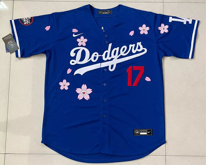 #17 OHTANI Dodgers 2025 Tokyo Series Stitched Jersey - BLUE - Kanji - Men