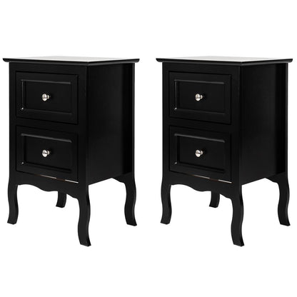 Set of 2 Bedroom Nightstand Modern Bedside Table End Table with 2 Drawers Furniture
