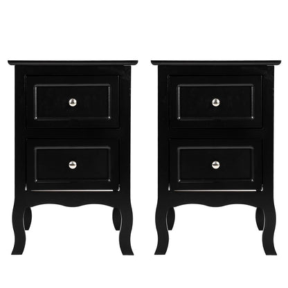 Set of 2 Bedroom Nightstand Modern Bedside Table End Table with 2 Drawers Furniture